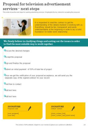 Proposal For Television Advertisement Services Example Document Report Doc Pdf Ppt Slide24