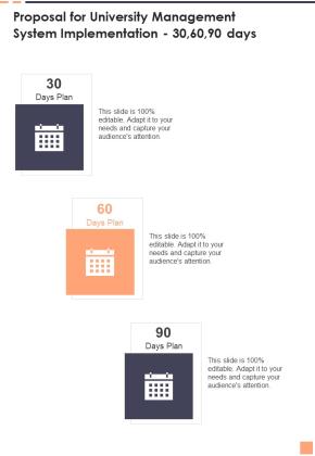 Proposal For University Management System Implementation 30 60 90 Days Wd One Pager Sample Example Document Slide01