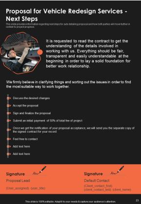 Proposal For Vehicle Redesign Services Example Document Report Doc Pdf Ppt Slide23