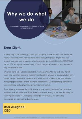 Proposal Public Relations Promotional Services Why We Do One Pager Sample Example Document Slide01