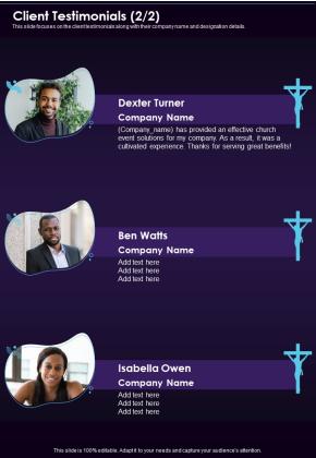 Public Christian Service Proposal Client Testimonials One Pager Sample Example Document Slide02