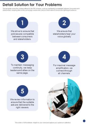 Public Relations Service Contractor Bid Detail Solution For Your Problems One Pager Sample Example Document Slide01