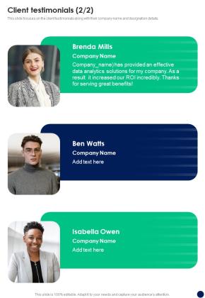 Qualitative And Quantitative Research Data Assessment Client Testimonials One Pager Sample Example Document Slide02