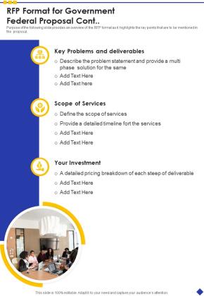 RFP Format For Government Federal Proposal One Pager Sample Example Document Slide02