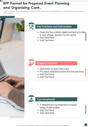 RFP Format For Proposal Event Planning And Organizing One Pager Sample Example Document Slide02