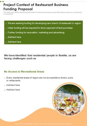 Restaurant Business Funding Proposal Example Document Report Doc Pdf Ppt Slide05