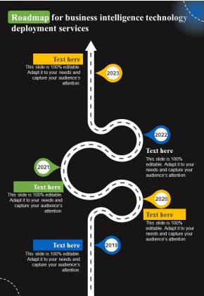Roadmap For Business Intelligence Technology Deployment Services One Pager Sample Example Document Slide01