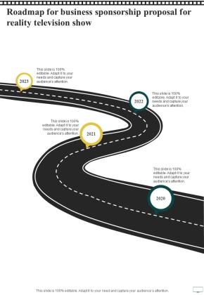Roadmap For Business Sponsorship Proposal For Reality Television Show One Pager Sample Example Document Slide01