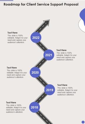Roadmap For Client Service Support Proposal One Pager Sample Example Document Slide01