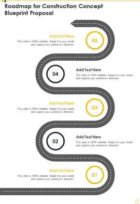 Roadmap For Construction Concept Blueprint Proposal One Pager Sample Example Document Slide01