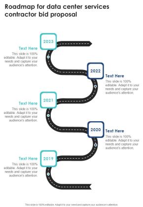 Roadmap For Data Center Services Contractor Bid Proposal One Pager Sample Example Document Slide01