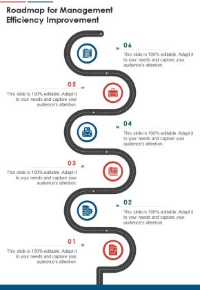 Roadmap For Management Efficiency Improvement One Pager Sample Example Document Slide01