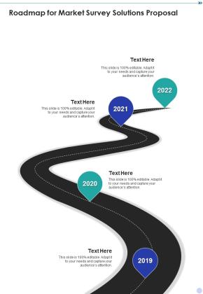 Roadmap For Market Survey Solutions Proposal One Pager Sample Example Document Slide01