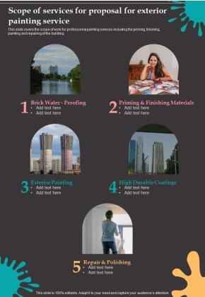 Scope Of Services For Proposal For Exterior Painting Service One Pager Sample Example Document Slide01