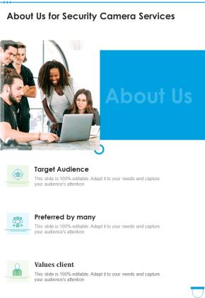 Security Camera Services About Us One Pager Sample Example Document Slide01