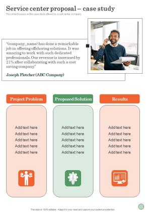 Service Center Proposal Case Study One Pager Sample Example Document Slide01