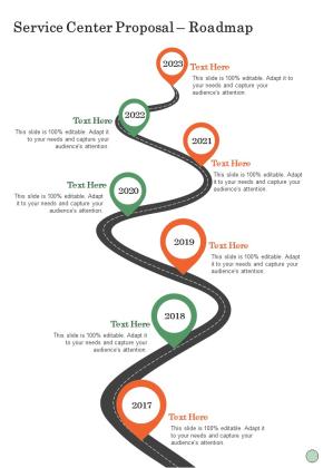 Service Center Proposal Roadmap One Pager Sample Example Document Slide01
