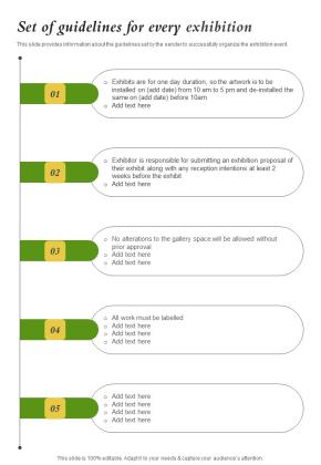 Set Of Guidelines For Every Exhibition One Pager Sample Example Document Slide01
