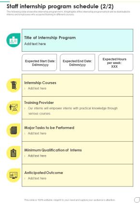 Staff Internship Program Schedule One Pager Sample Example Document Slide02