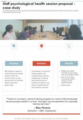 Staff Psychological Health Session Proposal Case Study One Pager Sample Example Document Slide01