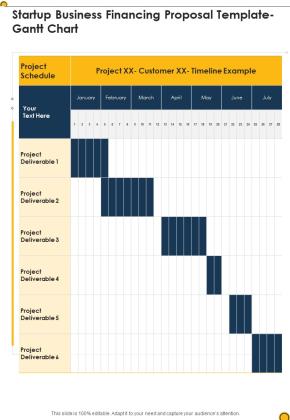 Startup Business Financing Proposal Template Gantt Chart One Pager Sample Example Document Slide01