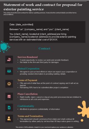 Statement Of Work And Contract For Proposal For Exterior Painting Service One Pager Sample Example Document Slide01