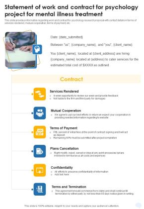 Statement Of Work Psychology Project For Mental Illness Treatment One Pager Sample Example Document Slide01