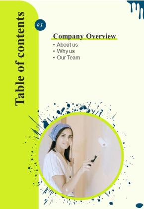 Table Of Contents Building Exterior Whitewashing Proposal One Pager Sample Example Document Slide01