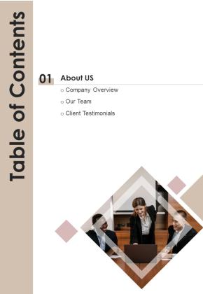 Table Of Contents Coaching Program Proposal One Pager Sample Example Document Slide01