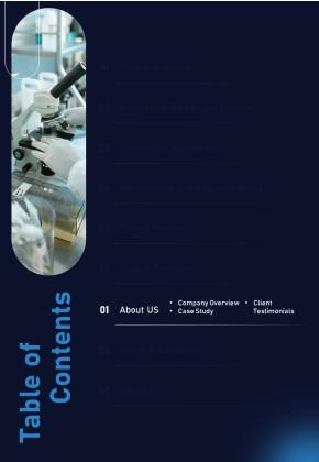 Table Of Contents Genes Science Project Proposal One Pager Sample Example Document Slide01
