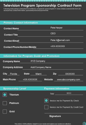 Television Program Sponsorship Proposal Example Document Report Doc Pdf Ppt Slide11