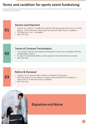 Terms And Condition For Sports Event Fundraising One Pager Sample Example Document Slide01
