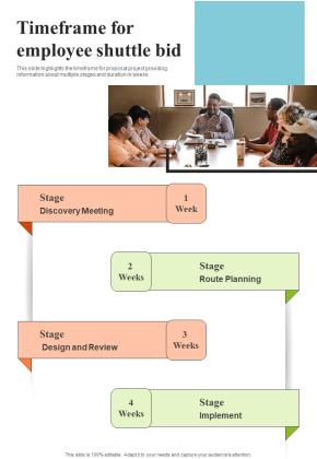 Timeframe For Employee Shuttle Bid One Pager Sample Example Document Slide01