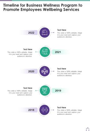 Timeline Business Wellness Program Promote Employees One Pager Sample Example Document Slide01