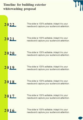 Timeline For Building Exterior Whitewashing Proposal One Pager Sample Example Document Slide01