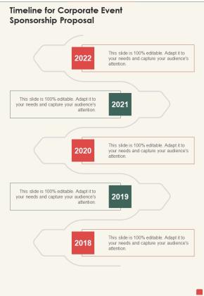 Timeline For Corporate Event Sponsorship Proposal One Pager Sample Example Document Slide01