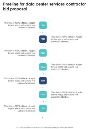 Timeline For Data Center Services Contractor Bid Proposal One Pager Sample Example Document Slide01
