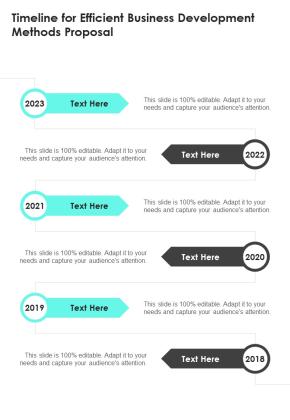 Timeline For Efficient Business Development Methods Proposal One Pager Sample Example Document Slide01