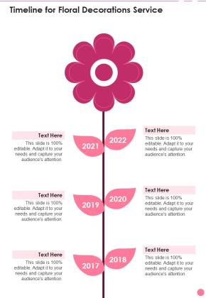 Timeline For Floral Decorations Service One Pager Sample Example Document Slide01