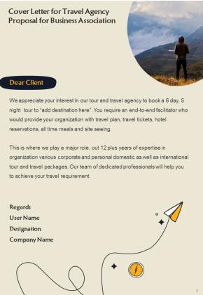 Travel Agency Proposal For Business Association Example Document Report Doc Pdf Ppt Slide02