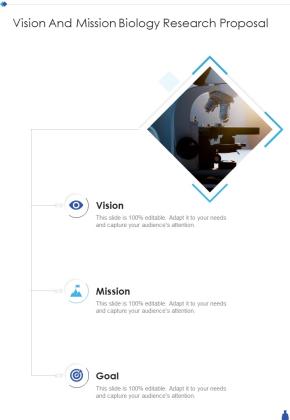 Vision And Mission Biology Research Proposal One Pager Sample Example Document Slide01