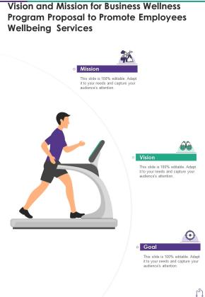 Vision And Mission Business Wellness Program Proposal Promote One Pager Sample Example Document Slide01