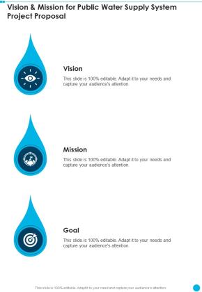 Vision And Mission For Public Water Supply System Project Proposal One Pager Sample Example Document Slide01