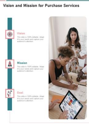 Vision And Mission For Purchase Services One Pager Sample Example Document Slide01