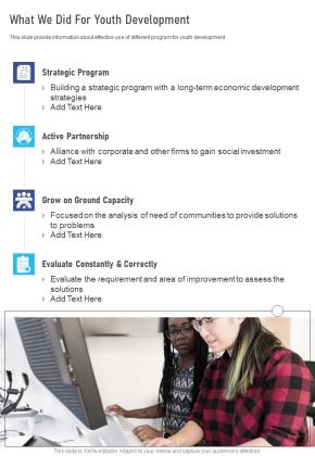 What We Did For Youth Development One Pager Documents Slide01