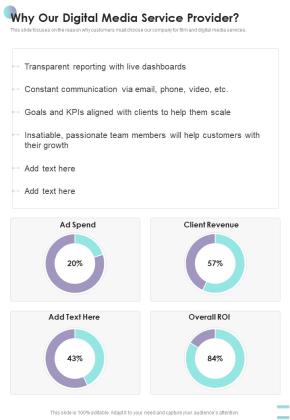Why Our Digital Media Service Provider One Pager Sample Example Document Slide01