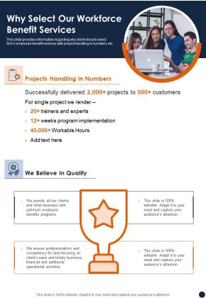 Why Select Our Workforce Benefit Services One Pager Sample Example Document Slide01