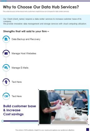 Why To Choose Our Data Hub Services One Pager Sample Example Document Slide01