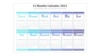 12 Months Calendar 2021 Ppt PowerPoint Presentation Model Good PDF