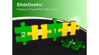 2013 With Green Yellow Puzzle Pieces PowerPoint Templates Ppt Backgrounds For Slides 0113